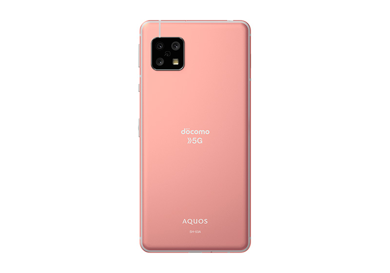 AQUOS sense5G SH-53A コーラルレッド 背面外観