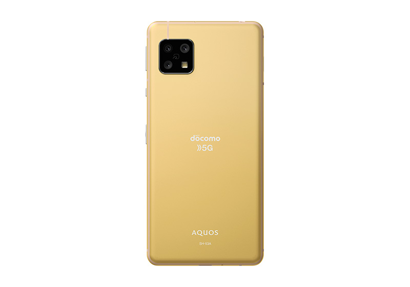 AQUOS sense5G SH-53A イエローゴールド 背面外観